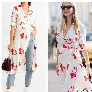 Ganni Harley Crepe Wrap Dress Vanilla Ice Floral